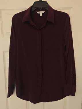 Nine West Burgundy Button-Up Blouse